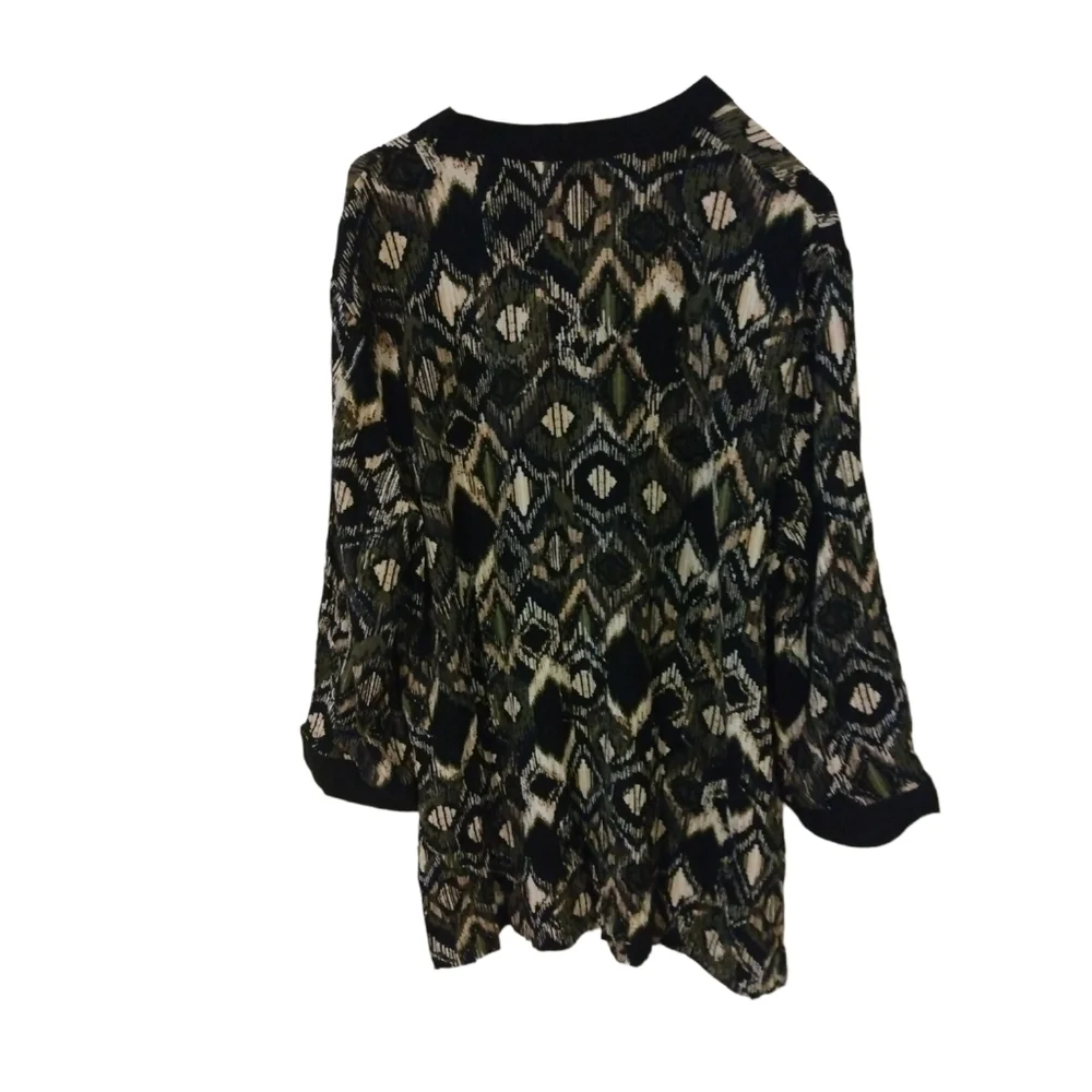 Unique Longline Tunic- Faux Wooden Accents Vintage Sag Harbor Tribal Beachy XL - Picture 3 of 7